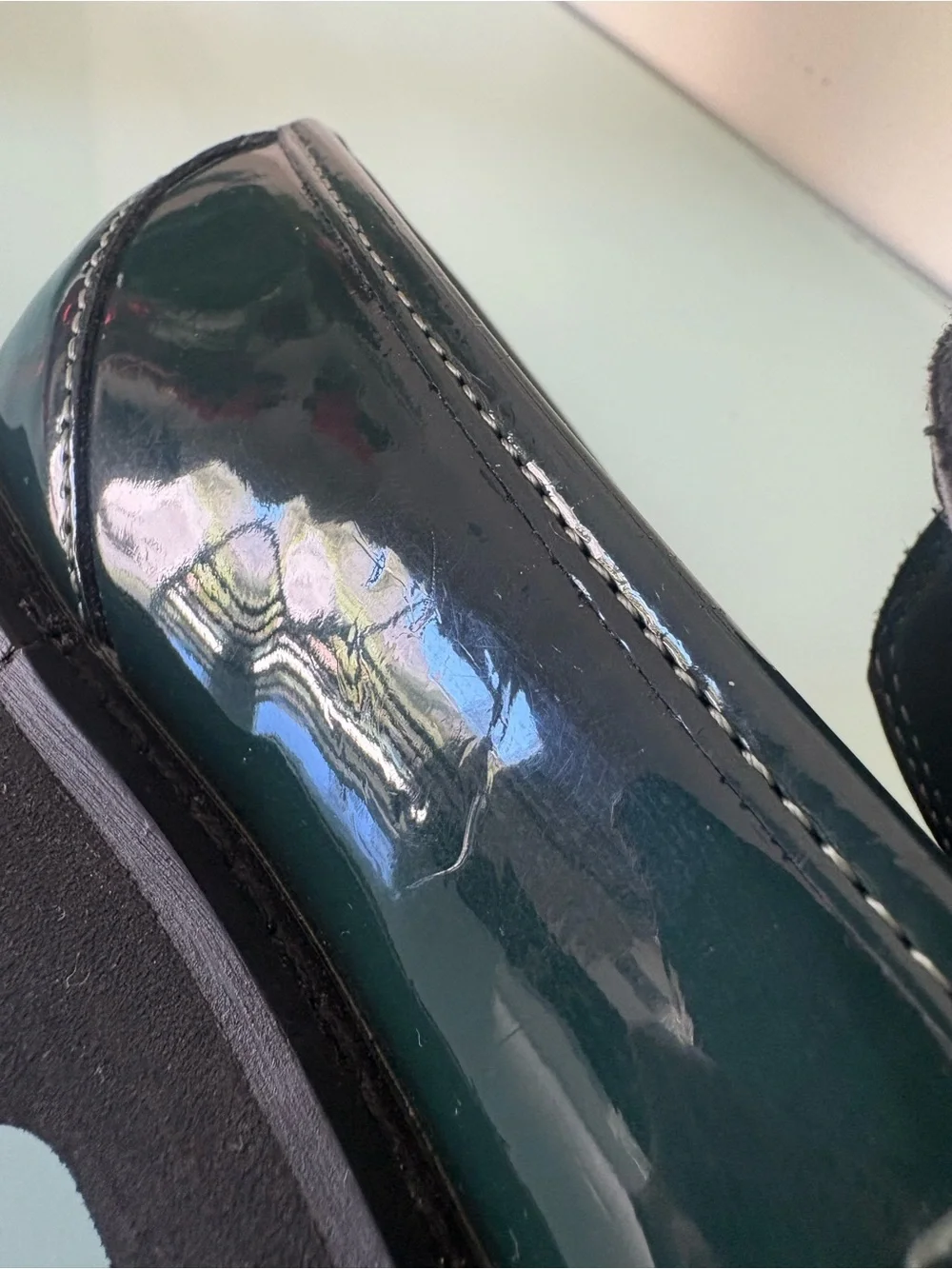 Karl Lagerfeld green patent